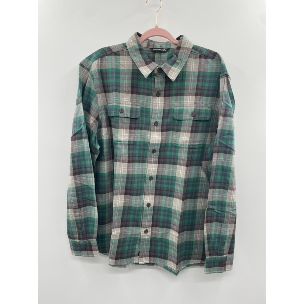 NWT Backcountry Button-Up‎ Flannel Shirt Men's XL Gearhead Green Plaid Collared